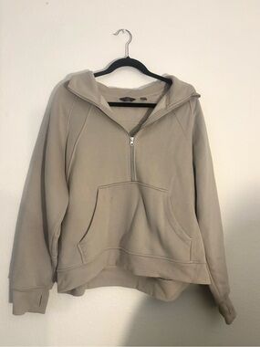 Danskin Cozy Half Zip Fleece Pullover Beige Taupe XXL Cropped